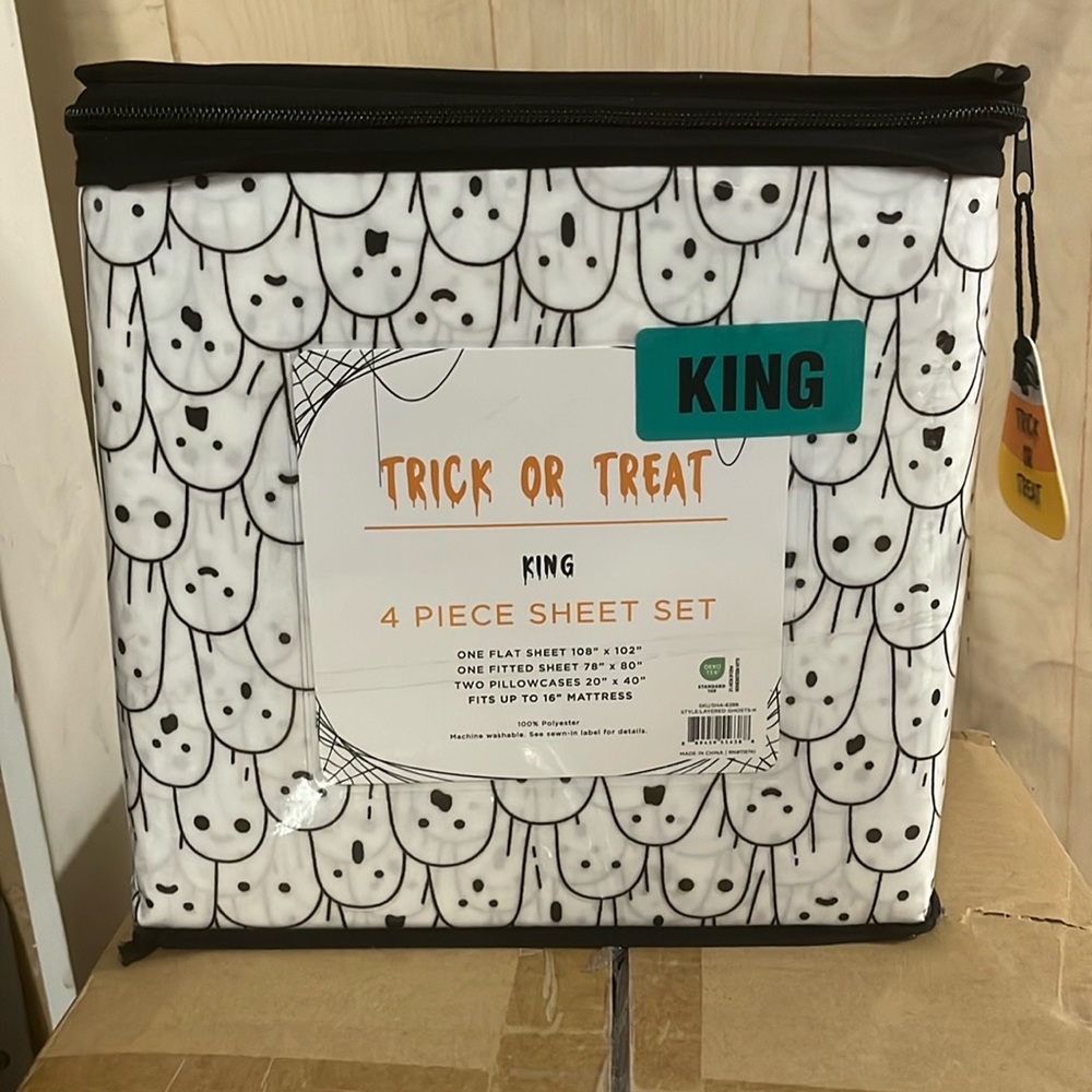 Ghost Sheets KING Size Halloween Spooky Bedding new